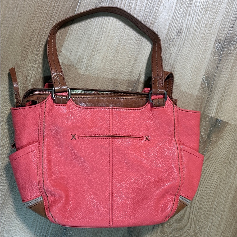 The Sak Coral and Brown Leather Kendra purse - Picture 4 of 8